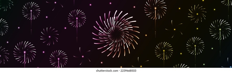Fireworks Display Header Background Template. Vector Illustration. EPS 10.