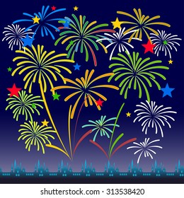 Fireworks Display for New year and all celebration vector illustration