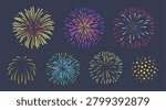 Fireworks display set  vector illustration