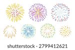 Fireworks display set  vector illustration