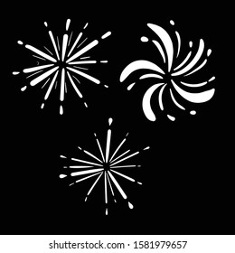 fireworks doodle icon vector hand drawing 
