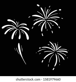 fireworks doodle icon vector hand drawing 
