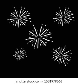 fireworks doodle icon vector hand drawing 