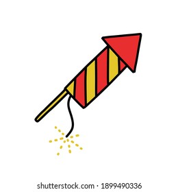 fireworks doodle icon, vector illustration