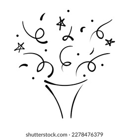 Fireworks in doodle style. Vector simple illustration of confetti. Festive design element congratulations