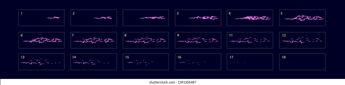 Fireworks effect for animation. Fireworks explode effect sprites sheet for animation. Game user interface element for games, computer or web design.- Vector