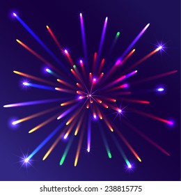 Fireworks exploading on Hapy New Year's Eve Sky - vector