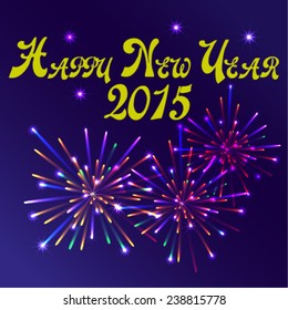 Fireworks exploading on Hapy New Year's Eve Sky - vector