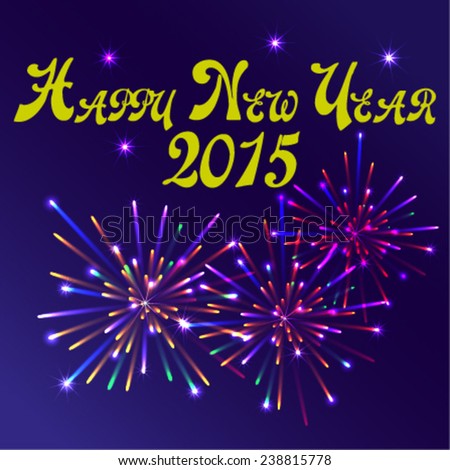 Fireworks exploading on Hapy New Year's Eve Sky - vector
