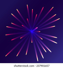 Fireworks exploading on New Year's Eve Sky - vector