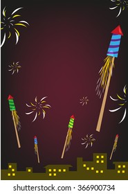 Fireworks explodes in a night Sky. Celebration concept for different festivals and celebrations. Editable Clip Art.