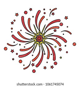 Fireworks exploding isolated scribble
