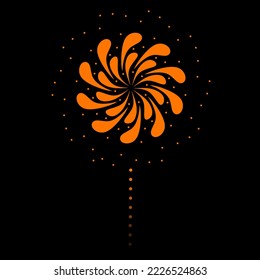 Fireworks exploding vector illustration on black background, dark, night. Firecracker flash. Great for celebrations, new year, christmas, holidays and parties.