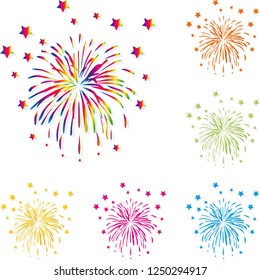 Fireworks, explosion background in different colors