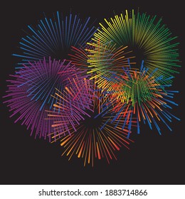fireworks Explosion background . Vector Illustration . Starburst
 round Logo . Circular Design element . Abstract Geometric star rays . Sunburst .