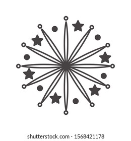fireworks explosion circular splash with stars vector illustration design