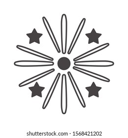 fireworks explosion circular splash with stars vector illustration design