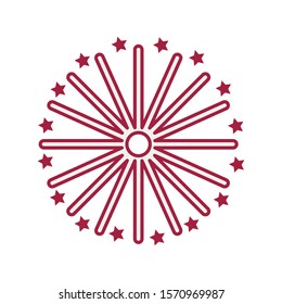 fireworks explosion circular splash with stars vector illustration design