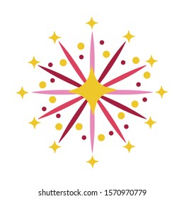 fireworks explosion circular splash with stars vector illustration design