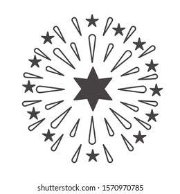 fireworks explosion circular splash with stars vector illustration design