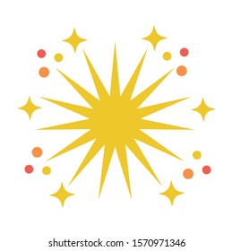 fireworks explosion circular splash with stars vector illustration design