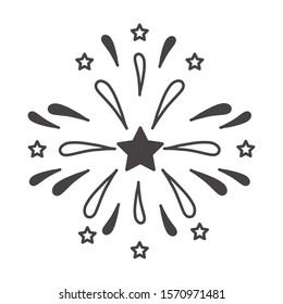 fireworks explosion circular splash with stars vector illustration design