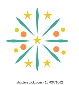 fireworks explosion circular splash with stars vector illustration design