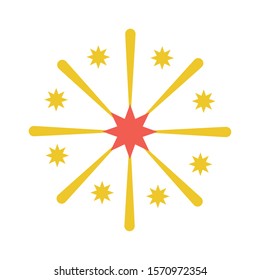fireworks explosion circular splash with stars vector illustration design