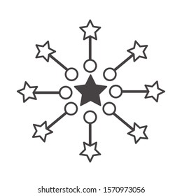 fireworks explosion circular splash with stars vector illustration design