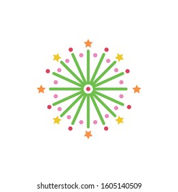 fireworks explosion circular splash with stars vector illustration design