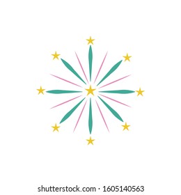 fireworks explosion circular splash with stars vector illustration design
