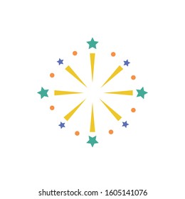 fireworks explosion circular splash with stars vector illustration design