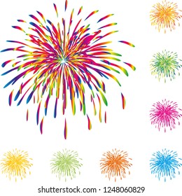 Fireworks, explosion in different colors