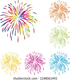 Fireworks, explosion in different colors