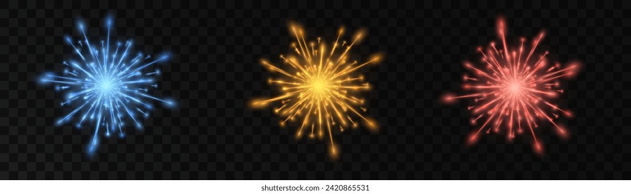 Fireworks explosion effect. Abstract fireworks light effect. Fast moving light effect.