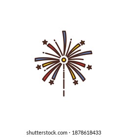 Fireworks Explosion Filled Color Icon - Happy New Year Party Vector Illustration.