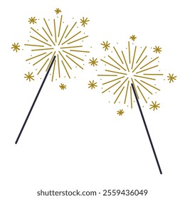 Fireworks explosion. Firecrackers with stars and sparks isolated on White Background.