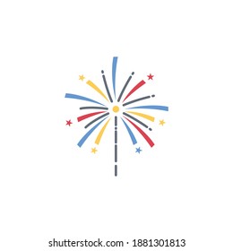 Fireworks Explosion Flat Icon - Happy New Year Party Vector Illustration.