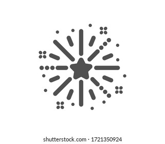 Fireworks explosion icon. Pyrotechnic salute sign. Carnival celebration lights symbol. Classic flat style. Quality design element. Simple fireworks explosion icon. Vector