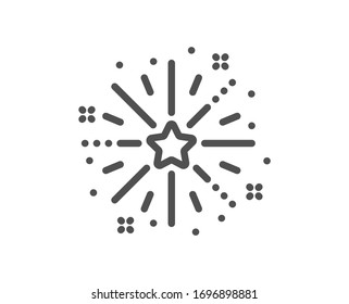 Feuerwerkskörper Explosion Linie Symbol. Pyrotechnisches Begrüßungszeichen. Symbol für Karnevalsfeiern. Qualitätsdesign-Element. Bearbeitbarer Strich. Explosionssymbol für Feuerwerkskörper im linearen Stil. Vektorillustration