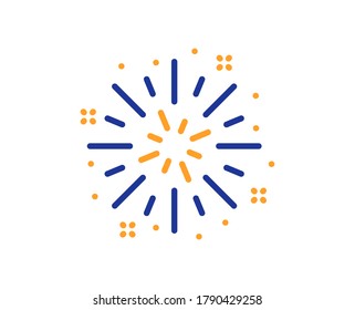 Fireworks explosion line icon. Pyrotechnic salute sign. Carnival celebration lights symbol. Colorful thin line outline concept. Linear style fireworks explosion icon. Editable stroke. Vector