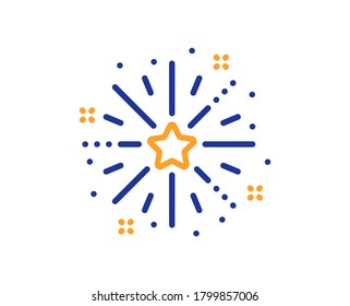 Icono de la línea de explosión de fuegos artificiales. Señal de saludo pirotécnico. Símbolo de luces de celebración del carnaval. Concepto colorido del contorno de línea delgada. Icono de explosión de fuegos artificiales de estilo lineal. Trazo editable. Vector