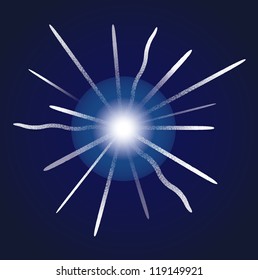 fireworks explosion on free space sky, illustration