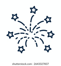 Fireworks Explosion and Report Icon with Stars