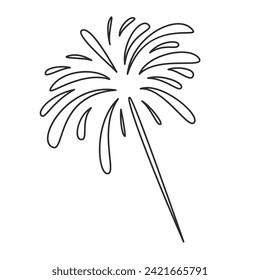 Fireworks explosion in sky line icon. Thin black outline silhouette of firecracker display with bang and boom effect, firework burst monochrome icon, holiday and carnival element vector illustration