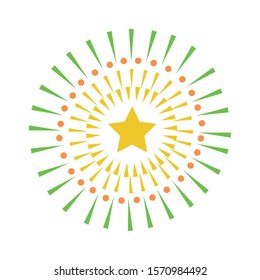 fireworks explosion splash with star in the center vector illustration design