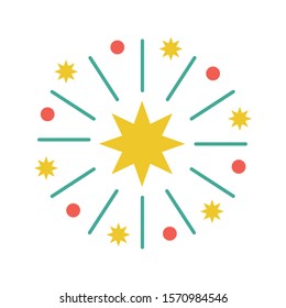 fireworks explosion splash with star in the center vector illustration design
