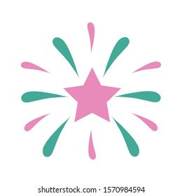 fireworks explosion splash with star in the center vector illustration design
