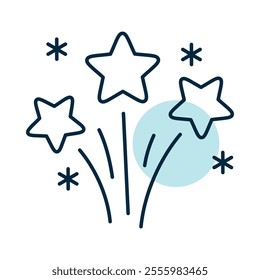 Fireworks explosion splash with stars vector icon. Winter sign. Graph symbol for event and holiday web site and apps design, logo, app, UI