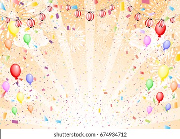 Fireworks and festival lantern